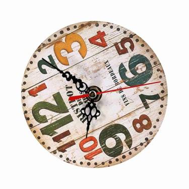 Imagem de GLOGLOW Despertador/Relógio/Relógio de Parede/rádio Estilo Vintage, Material de Madeira Natural, 4,7 Polegadas de Diâmetro, Ponteiro de Segundos Vermelho, Operado por Bateria, Decoração de (#3)