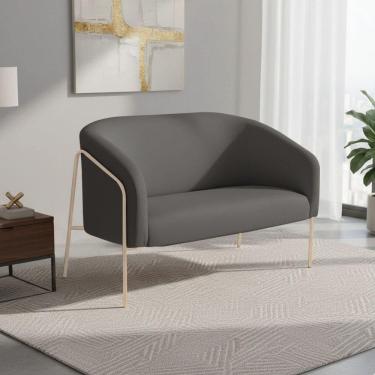 Imagem de Sofá 2 Lugares Namoradeira Stella Industrial Alta Champanhe Sintético D03 - D`rossi Cor Grafite