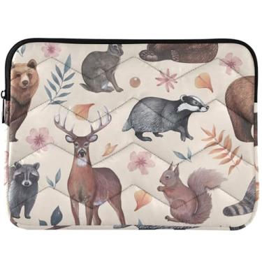 Imagem de Capa protetora para laptop com animais da floresta em aquarela fofa capa protetora para notebook moderna capa universal para laptop de 13 a 14 polegadas