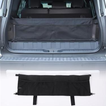 Imagem de LLKUANG Organizador de porta-malas de carro compatível com Toyota Land Cruiser 250 Prado J250 LC250 2024 2025 2026 preto porta-malas armazenamento malha bolso elástico organizador porta-malas rede