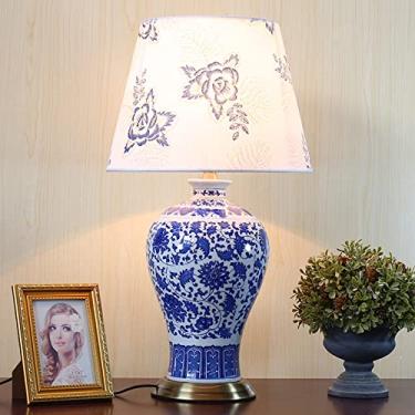 Imagem de Abajur de mesa para quarto, vaso de 66 x 30 cm, 5 estilos disponíveis, luminária de mesa chinesa em porcelana azul e branca, cerâmica vitrificada, estilo Art Déco, luminária de mesa antiga c