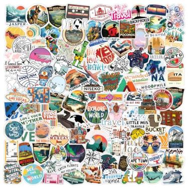 Imagem de Mais de 250 peças de adesivos de aventura de viagem mundial – Decalques de vinil à prova d'água para bagagem, mala, laptop, bicicleta, garrafa de água e scrapbook | Adesivos estéticos de viagem para