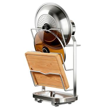 Imagem de Organizador de tampa de panela | Suporte de parede para organização de cozinha, organizador de tampa de panela, descanso de colher - para bancada, apartamento, dormitório, armário, balcão, restaurante