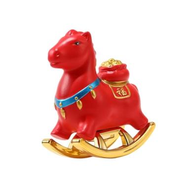 Imagem de Bothyi Estátua de Cavalo de Balanço, Escultura Animal em Resina, Artesanato Artístico, Ornamento de Mesa para Cabeceira, Decoração de Casa, Presente de, Vermelho