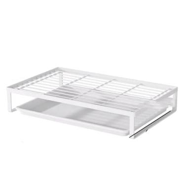 Imagem de LNQKJXIIA Boutiques US Escorredor de copos de bancada com bandeja de drenagem removível, organizador de metal para canecas de café, xícaras de chá e suportes de pratos de vidro