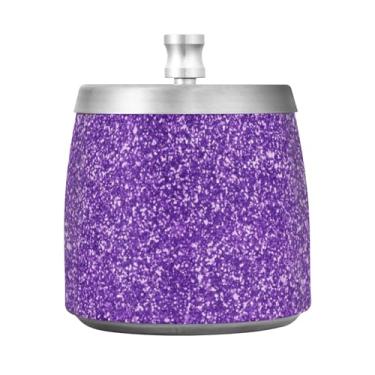 Imagem de Cinzeiros domésticos com glitter roxo, cinzeiro de aço inoxidável com tampa, bandeja de cinzeiro para mulheres