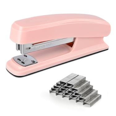Imagem de Temiary Grampeadores para mesa com padrão de 2000 grampos, sem geleia, esforço reduzido, grampeador para material escolar e escritório doméstico (rosa)