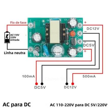 Imagem de XH-M299 novo mini conversor AC-DC ac 110v 220v para dc 12v 0.2a + 5v p
