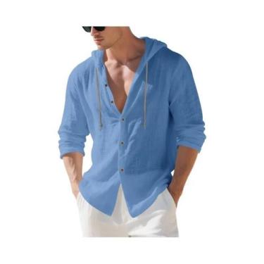 Imagem de Cardigan Masculino Solto De Manga Longa Com Capuz, 15 Cores, Camisa Ca