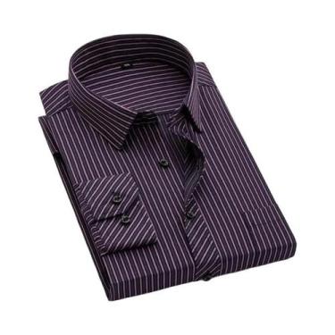Imagem de Camisa Social Masculina Listrada De Manga Longa Primavera Outono Antir