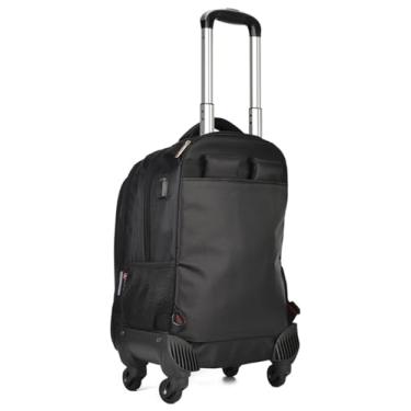 Imagem de Mochila grande com rodinhas para homens, mulheres e adultos, mochila impermeável para laptop de viagem de 45,7 cm (preta 45,7 cm)