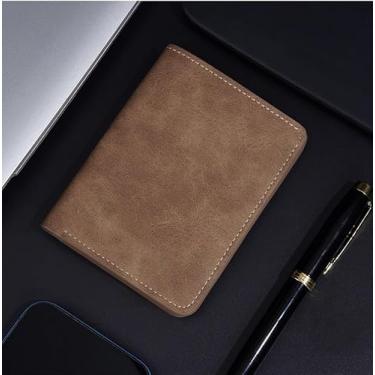 Imagem de Carteira masculina dobrável fina e elegante para homens, meninos e adolescentes, Preto, Simples