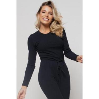 Imagem de Blusa Salvatore Fashion Básica Manga Longa Gola Redonda Malha Feminina-Feminino