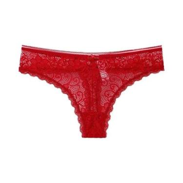 Imagem de Calcinha De Renda De Cintura Baixa Para Mulheres, Estilo Europeu-Ameri