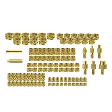 Imagem de KiBcsLic Kit com 138 pontas de latão para fixação a quente, compatíveis com roscas M2/M2.5/M3/M4/M5/M6/M8, impressas em 3D. Ferramenta de prensa premium para