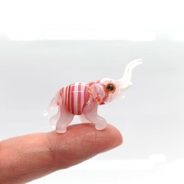 Imagem de Sansukjai Elephant Tiny Micro Figurines Hand Blown Glass Art Animals Collectible Gift Home Décor, Trunk Up (Red)