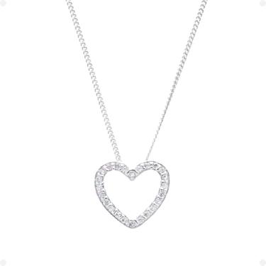 Imagem de Colar Feminino Aço Inox Prata Pingente Coração com Strass Kit Presente Elegante para Todas Ocasiões