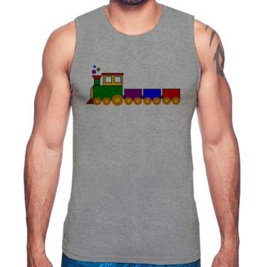 Imagem de Regata Trenzinho Colorido - Foca na Moda, Cinza, G