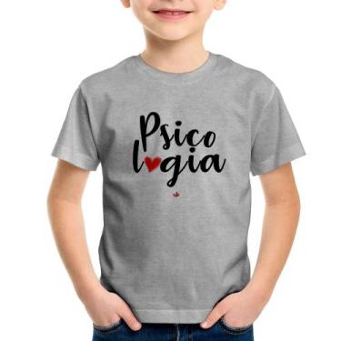Imagem de Camiseta Infantil Psicologia por amor - Foca na Moda, Cinza, 10