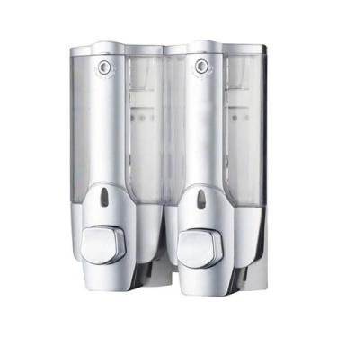 Imagem de Dispenser Duplo Shampoo Sabonete Liquido Alcool Banheiro Hotel Casa Sh