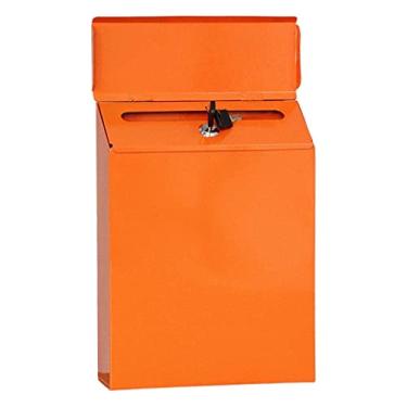 Imagem de WeiLaiKeQi Caixa de Correio Vertical de Ferro com Fechadura, para Chaves, Documentos E Jornais, Ideal para Porta de Entrada Ou Escritório, laranja, Tamanho real