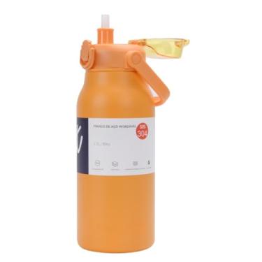 Imagem de Garrafa Térmica de água 1700ml Grande Capacidade Aço Inox Isolado Cup de Academia (Laranja 1700ML)