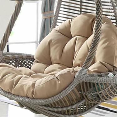 Imagem de Almofada para cadeira suspensa em formato de ovo de vime, almofada de substituição para cadeira de rede suspensa, almofadas grossas e impermeáveis ​​para cadeira suspensa em formato de ovo.
