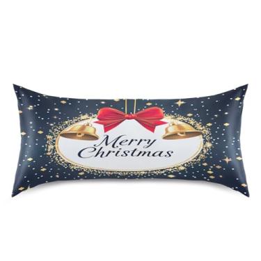 Imagem de Blueangle Fronha de cetim Sinos Dourados de Natal para Cabelo e Pele Fronha de Seda, Tamanho King (50,8 x 101,6 cm) - Capas de Almofada de Cetim Refrigerantes Deslizantes com Fecho de Envelope (100)