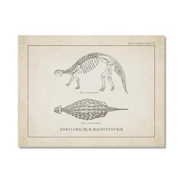 Imagem de Arte de parede de esqueleto de dinossauro vintage, paleontologia, pôsteres em tela, fósseis de dinossauro, impressões artísticas, esboços, fotos, decoração de quarto de menino (SKU11,20,3x30,5 cm =