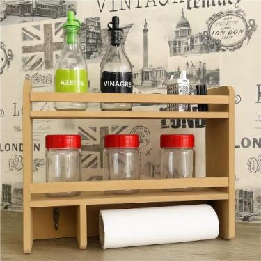 Imagem de Suporte para Rolo de Papel Toalha e Porta Temperos de Parede em MDF Cr