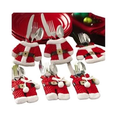 Imagem de Suporte De Talheres De Natal Com Tema Papai Noel, 6 Peças (Colher, Fac