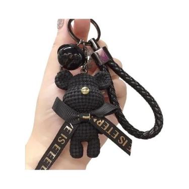 Imagem de Chaveiro De Resina Com Ursinho E Coelhinho Fofo, Laço E Sino, Pingente