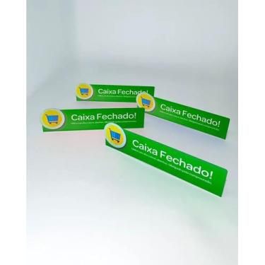 Imagem de Kit 5 Placas De Identificação Caixa Em Pausa ou Fechado com Base Em L 