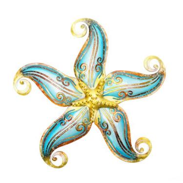 Imagem de Decoração de parede POXOHO Metal Starfish 30 cm Blue Coastal Art