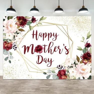Imagem de ASDCXZ 1,8 x 1,2 m Feliz Dia das Mães Cenário Floral Dourado Geometria Fotografia Fundo Cravo Flores Dia das Mães Festa da Avó Decorações Dia das Mães Retrato Cabine de Fotos Adereços