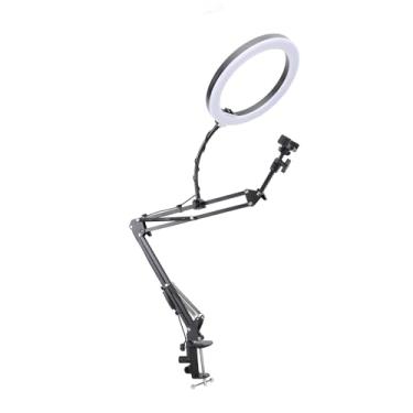 Imagem de Semme Anel de Luz Suspenso Com Luz de Anel de Mesa Ajustável para Telefone, para Maquiagem de Beleza, Arte Em Unhas, Transmissão Ao Vivo