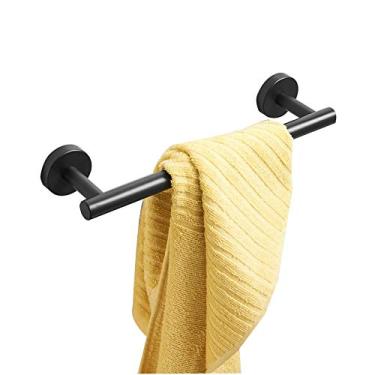 Imagem de HHHJQFAAT Barra de toalha preta toalheiro de mão de banheiro SUS304 aço inoxidável fosco preto suporte de barra única à prova de ferrugem impermeável fácil de instalar banheiro muito leve (cor: preto