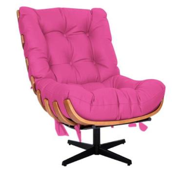 Imagem de Poltrona Decorativa Costela Base Giratória Sintético  Pink - Doce Sonh