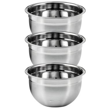 Imagem de Kit 3 Tigelas Mixing Bowl De Inox Redondo 22cm Para Preparo Cozinha Sa