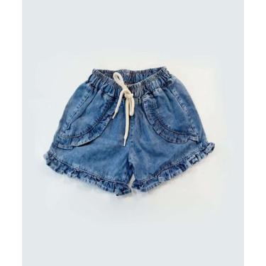Imagem de Short Infantil Jeans Babado Tam 1 a 3 Azul-56213 - Bimbus, 2, Jeans az