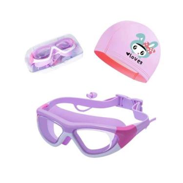 Imagem de Kit Óculos e Touca de Natação Infantil Hero Band Coleção Tibumm, Roxo 