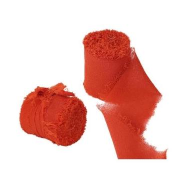 Imagem de Fita De Seda Chiffon Com Bordas Desfiadas Feita À Mão 5M Para Convites