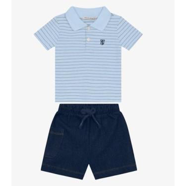 Imagem de Conjunto Infantil Polo com Bermuda Trick Nick Azul, G, Azul