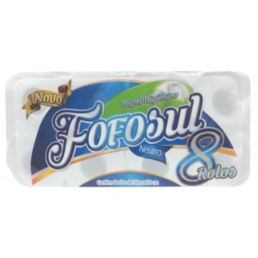 Imagem de Fofosul Papel Higiênico Folha Simples Neutro, Branco, 30m por Rolo, 8 Rolos, Macio