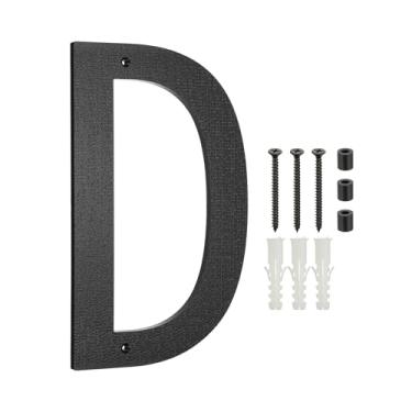 Imagem de PATIKIL Números de casa de 30,5 cm para fora, letra D, textura de plástico ABS, número de casa flutuante, caixa de correio, números de porta com kit de unhas para rua residencial externa, preto