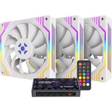 Imagem de Kit Cooler Fan Argb Fortrek Frosty Branco Com Controladora C