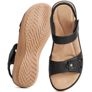 Imagem de FUDYNMALC Sandálias femininas elegantes de verão: sapatos ortopédicos confortáveis sem cadarço 2026 para praia, Preto, 37