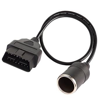 Imagem de XMSJSIY OBD2 para isqueiro fêmea conector adaptador de 16 pinos OBD2 macho para extensão de carro Vechile cabo de alimentação 18AWG -0,5 m/1,8FT