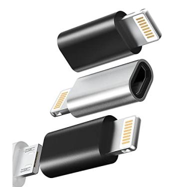 Imagem de Adaptador de carregamento micro USB fêmea para Lightning macho (pacote com 3) conector de cabo de porta de carregador Android compatível com Apple iPhone 14 13 12 11 Pro Max 6 7 8 Plus X XR iPad Air