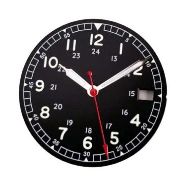 Imagem de Mostrador De Relógio Estéril Salmão Preto E Branco 29MM Com Ponteiros 